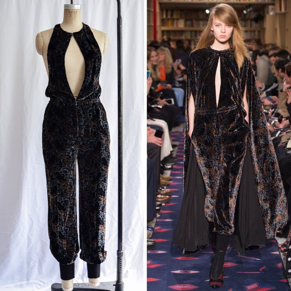 Sonia Rykiel AW 2015 Simona Velvet Dark Floral Jumpsuit